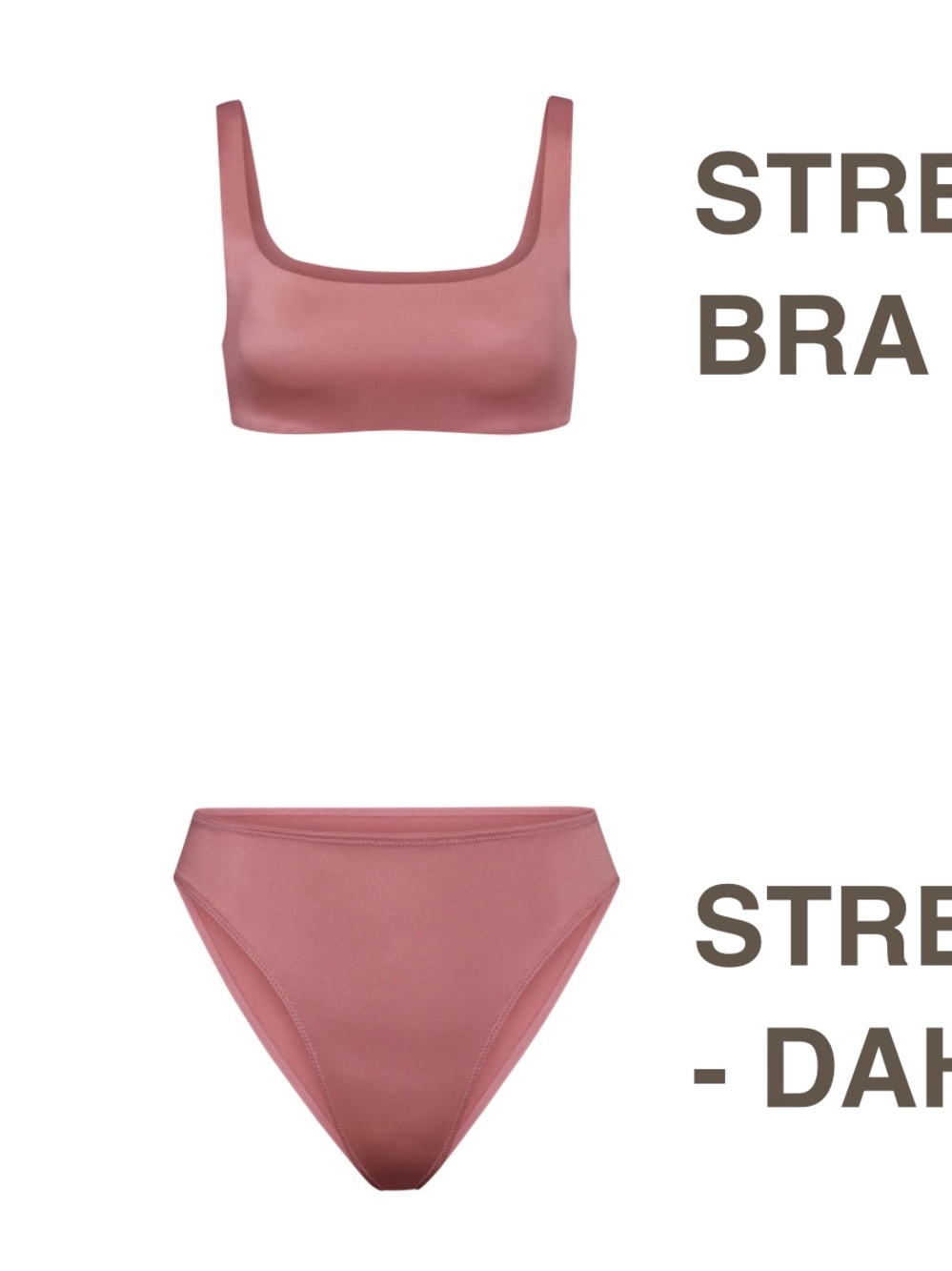 SKIMS Square-Neck Satin Bralette (S) & High-Cut Underwear (XS) – Dahlia